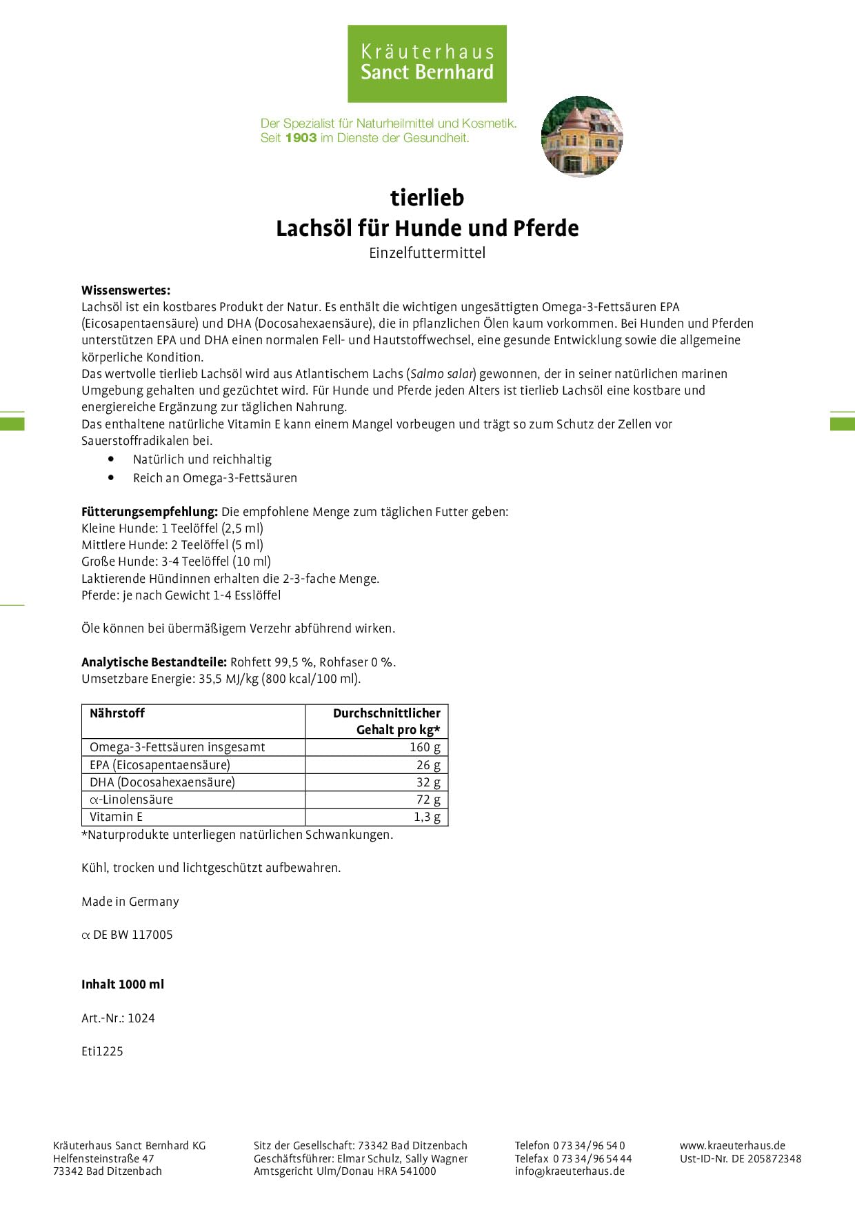 sanct-bernhard-tierlieb-lachs-l-hunde-pferde-1-liter-omega-3 image 6