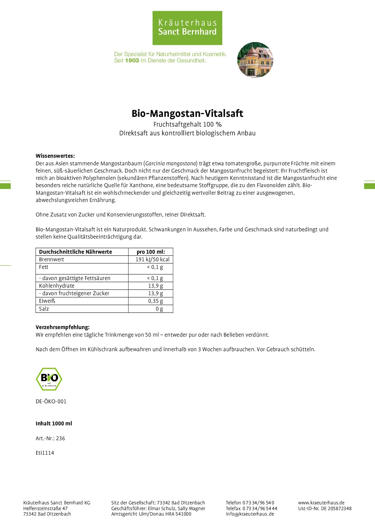 sanct-bernhard-bio-mangostan-vitalsaft-1-liter-pur image 2