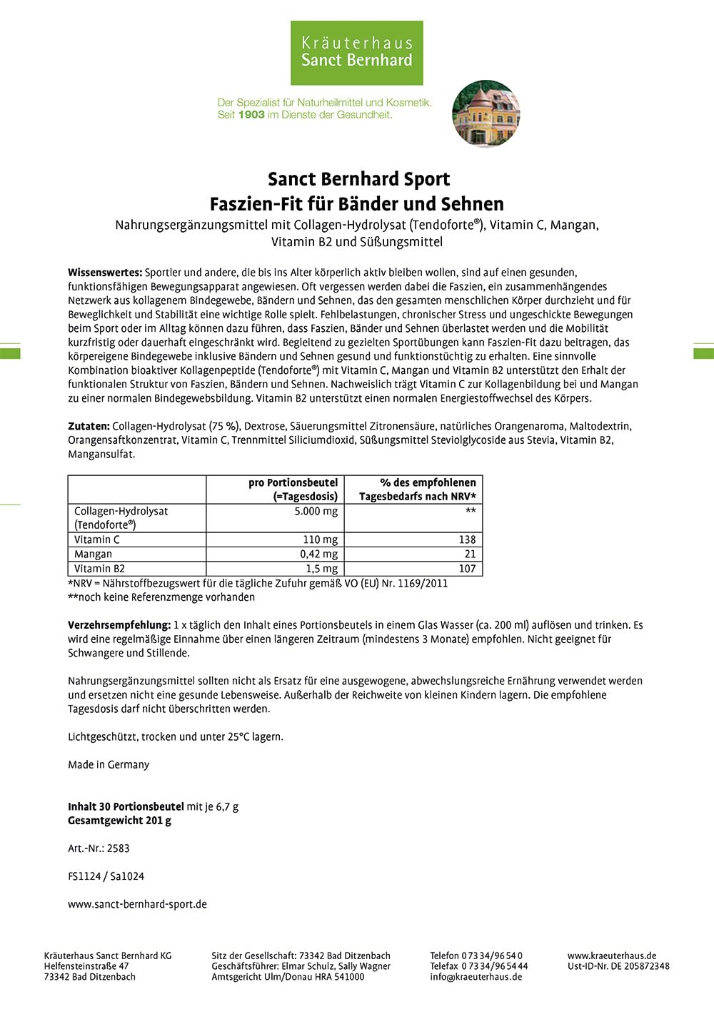 sanct-bernhard-faszien-recovery-drink-kollagen-30-beutel image 6