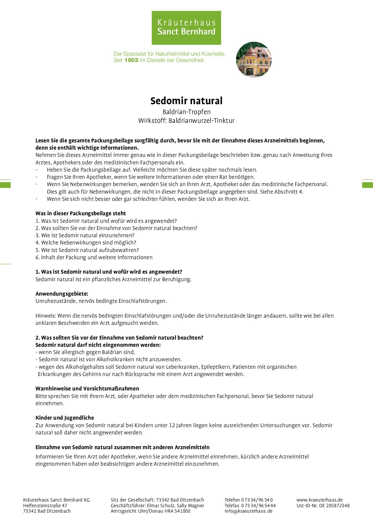 sanct-bernhard-sedomir-baldrian-tropfen-2-x-100-ml-tinktur image 2