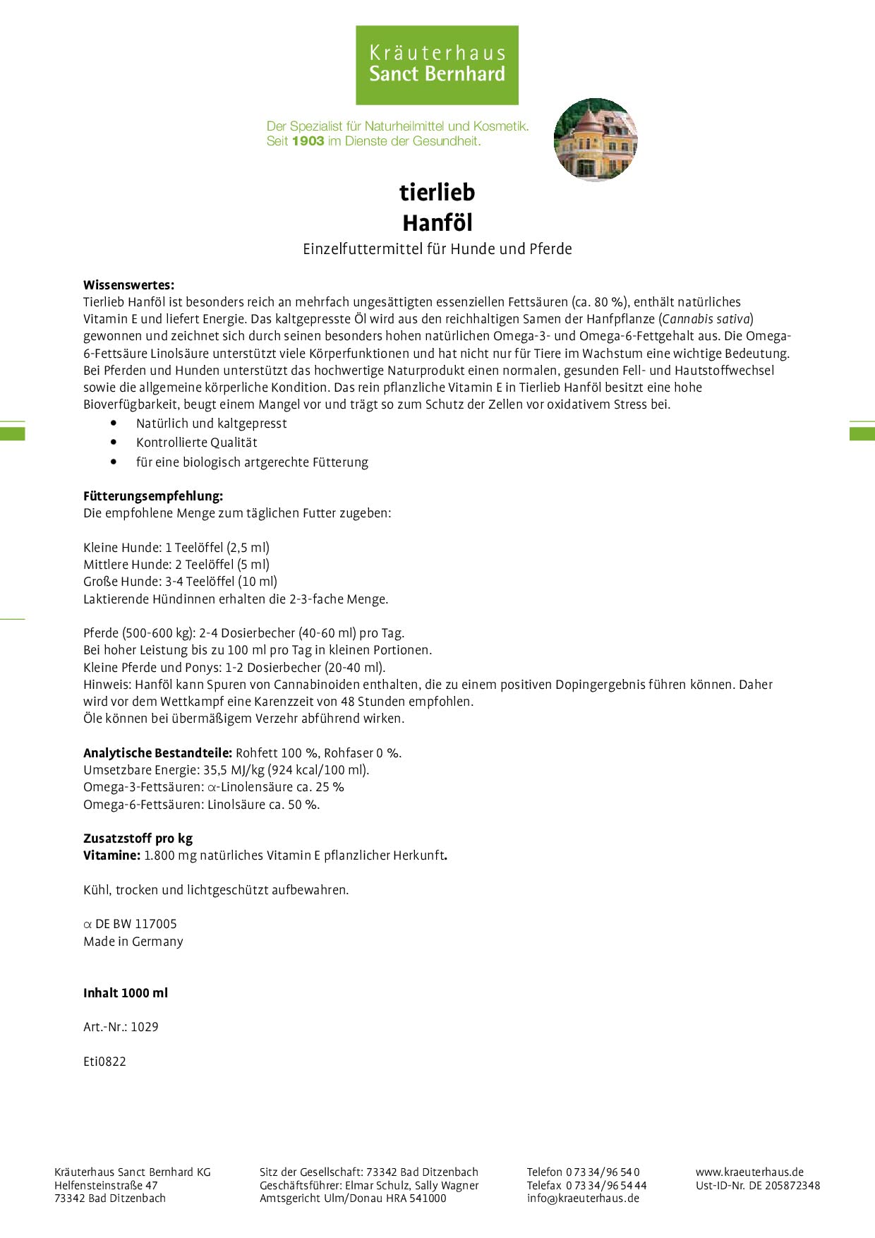 tierlieb-sanct-bernhard-hanf-l-hund-pferd-1000-ml-tier-l image 4